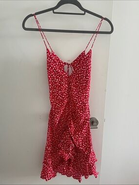 Red Floral Slip Dress with Tie Back